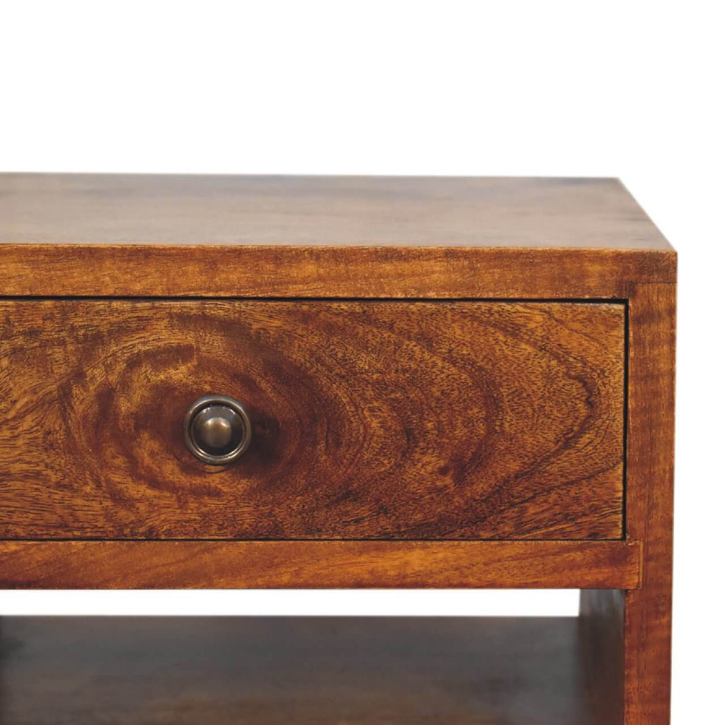Cut-Out Narrow Bedside, Chestnut