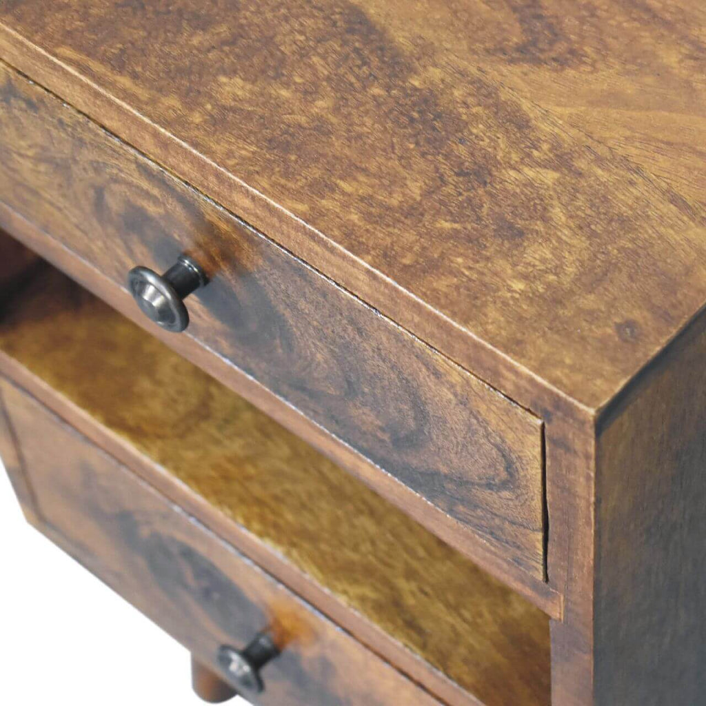 Cut-Out Narrow Bedside, Chestnut