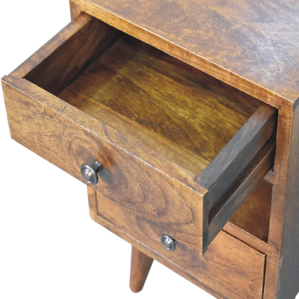 Cut-Out Narrow Bedside, Chestnut