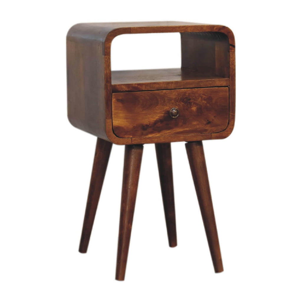 Arto 1 Drawer Narrow Bedside, Chestnut