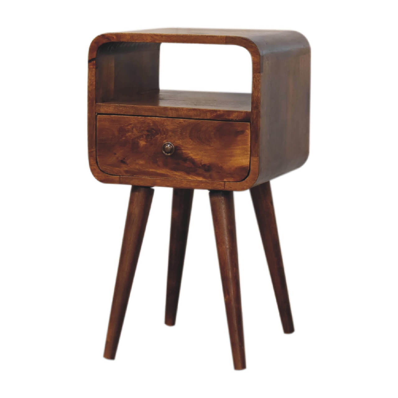 Arto 1 Drawer Narrow Bedside, Chestnut
