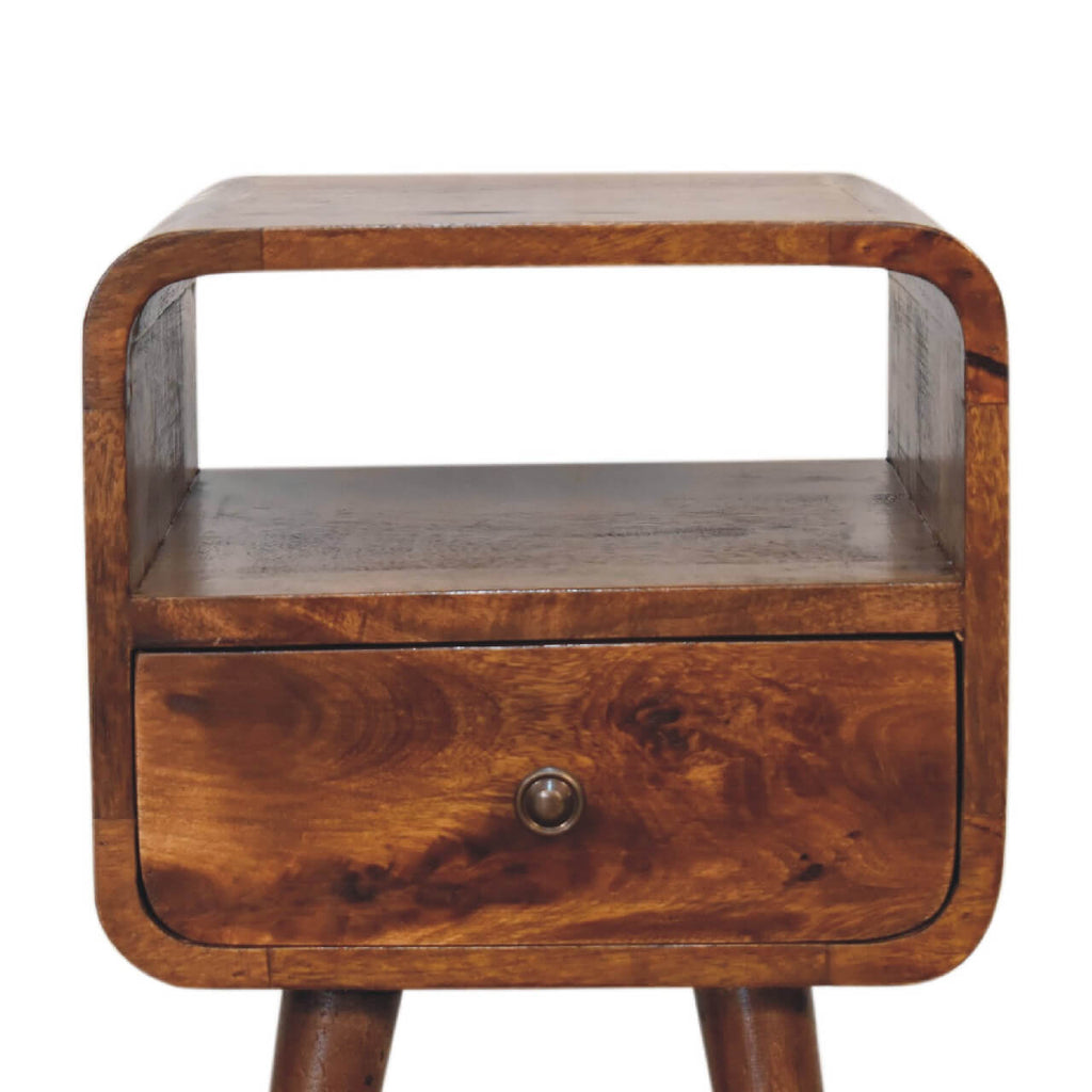Arto 1 Drawer Narrow Bedside, Chestnut
