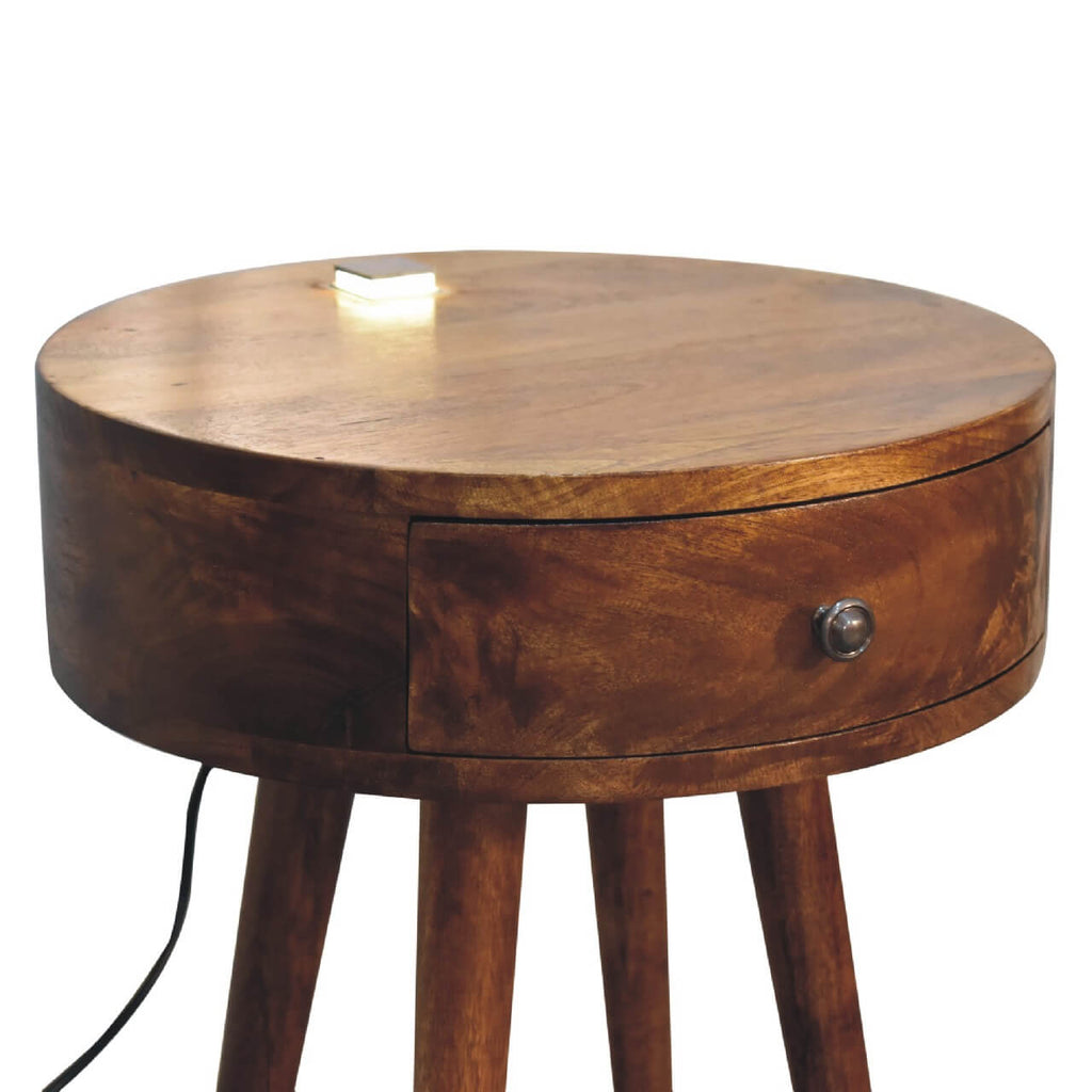 Reading Light Bedside Table, Chestnut