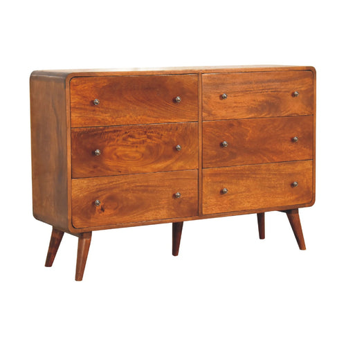 Arto 6 Drawer Chest, Chestnut Finish