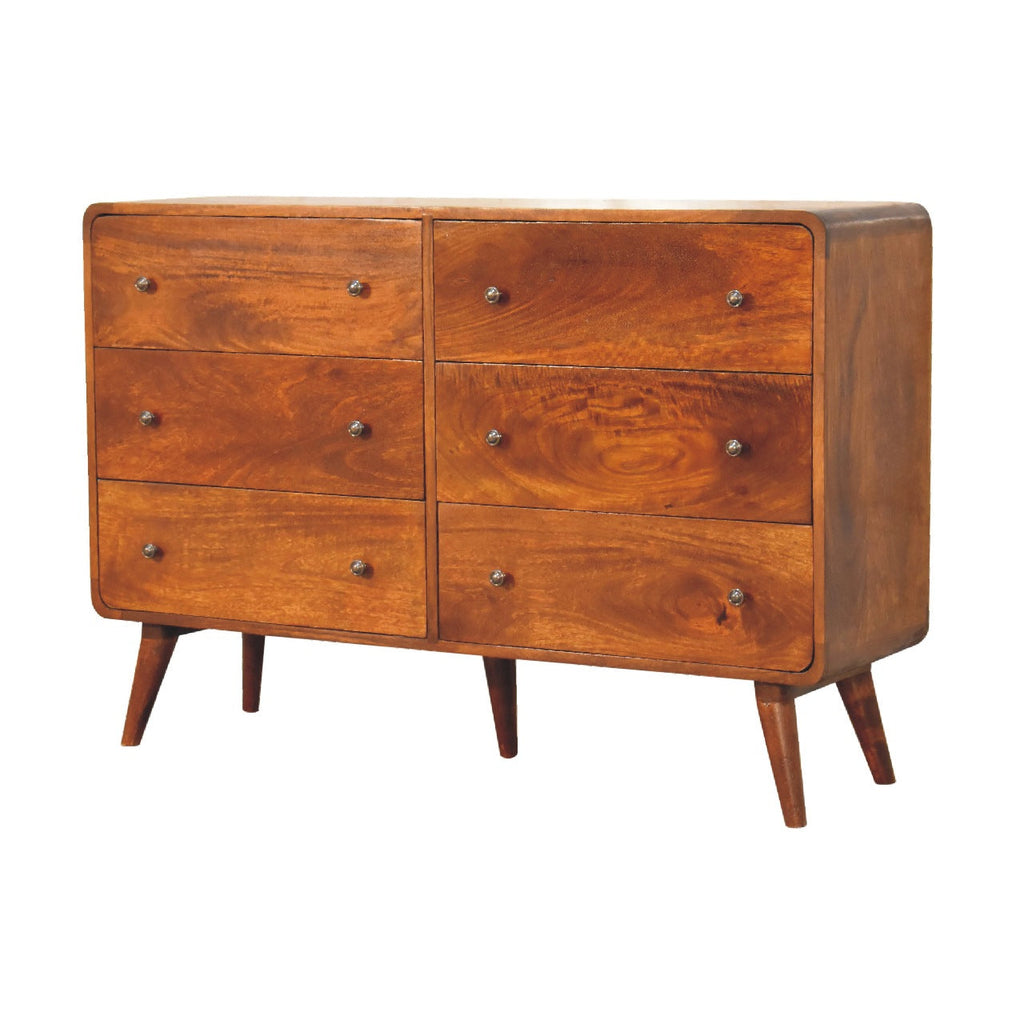 Arto 6 Drawer Chest, Chestnut Finish