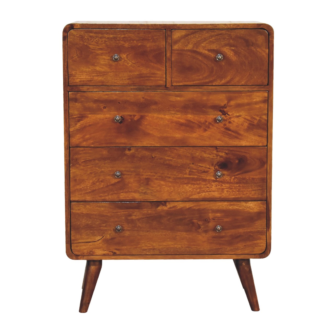 Arto, 2 over 3 Drawer Chest, Chestnut