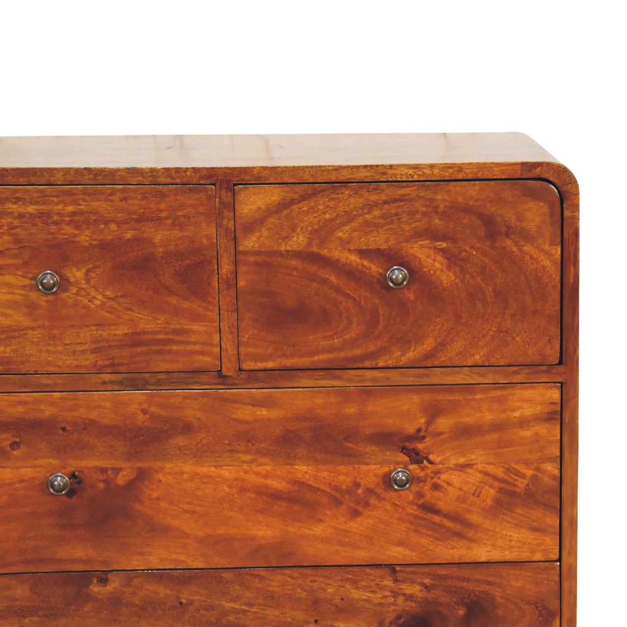 Arto, 2 over 3 Drawer Chest, Chestnut