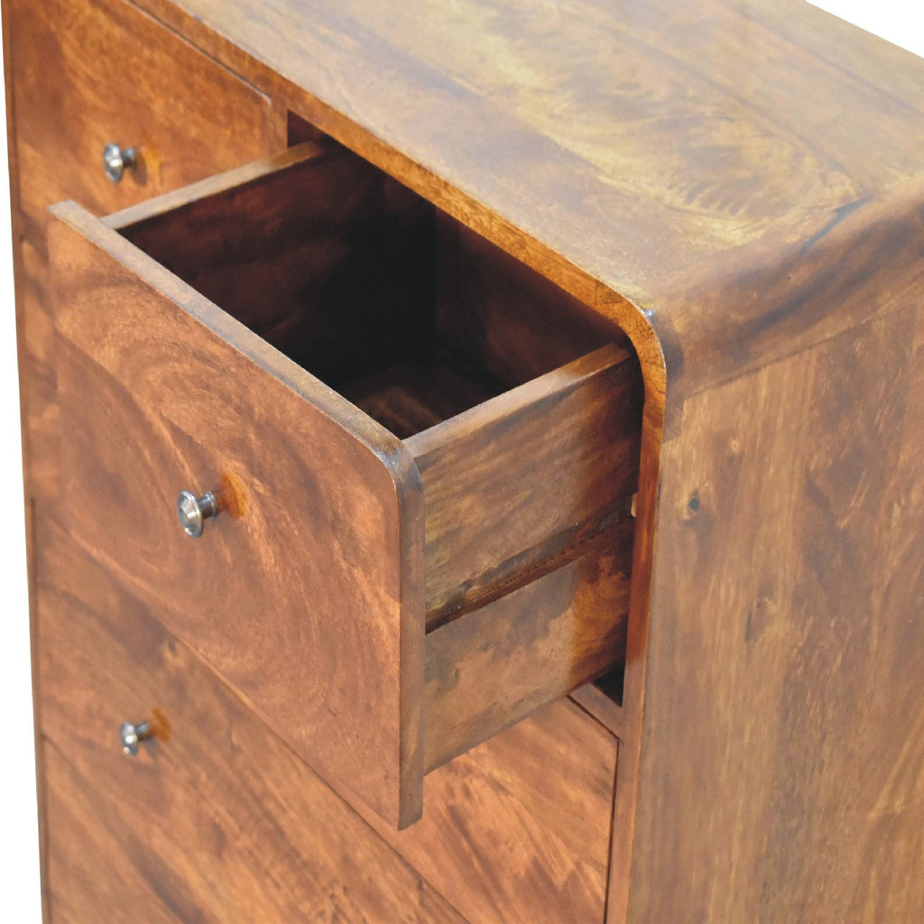Arto, 2 over 3 Drawer Chest, Chestnut