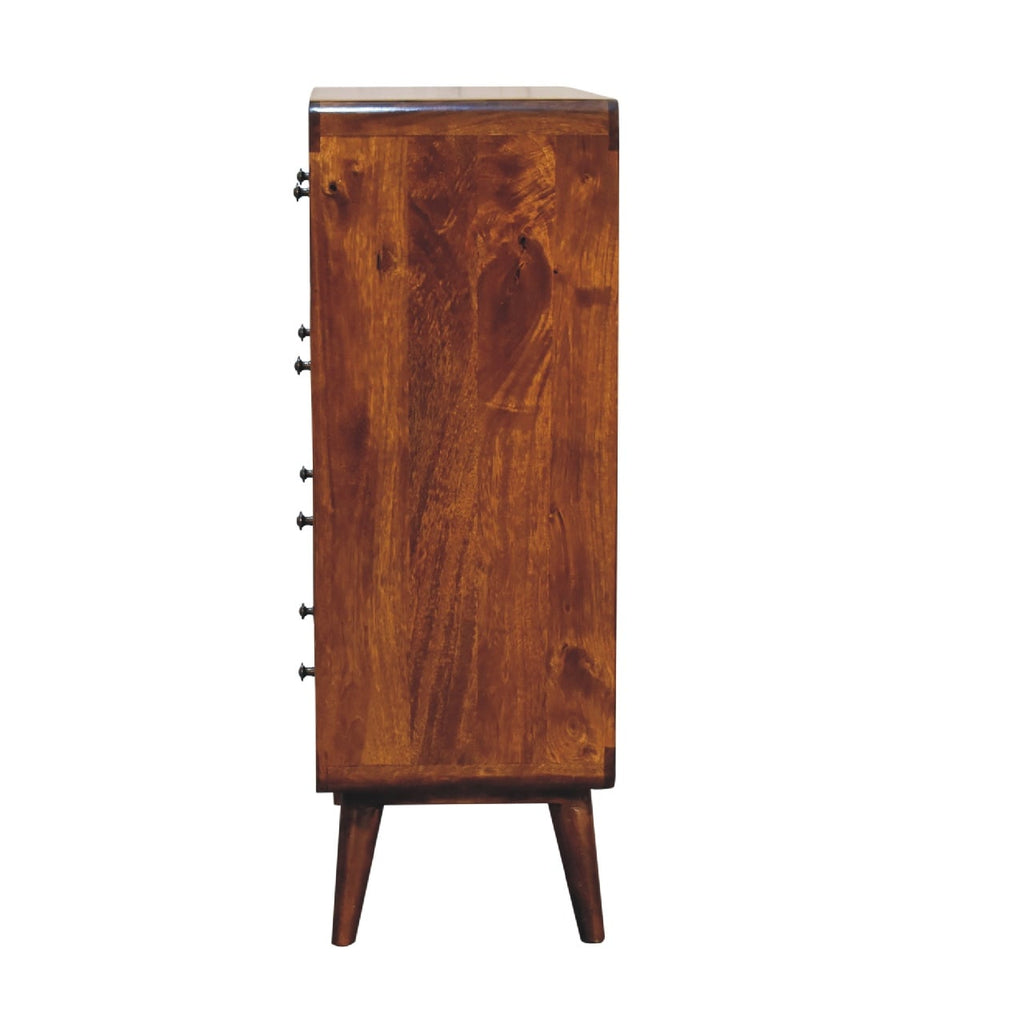 Arto, 2 over 3 Drawer Chest, Chestnut