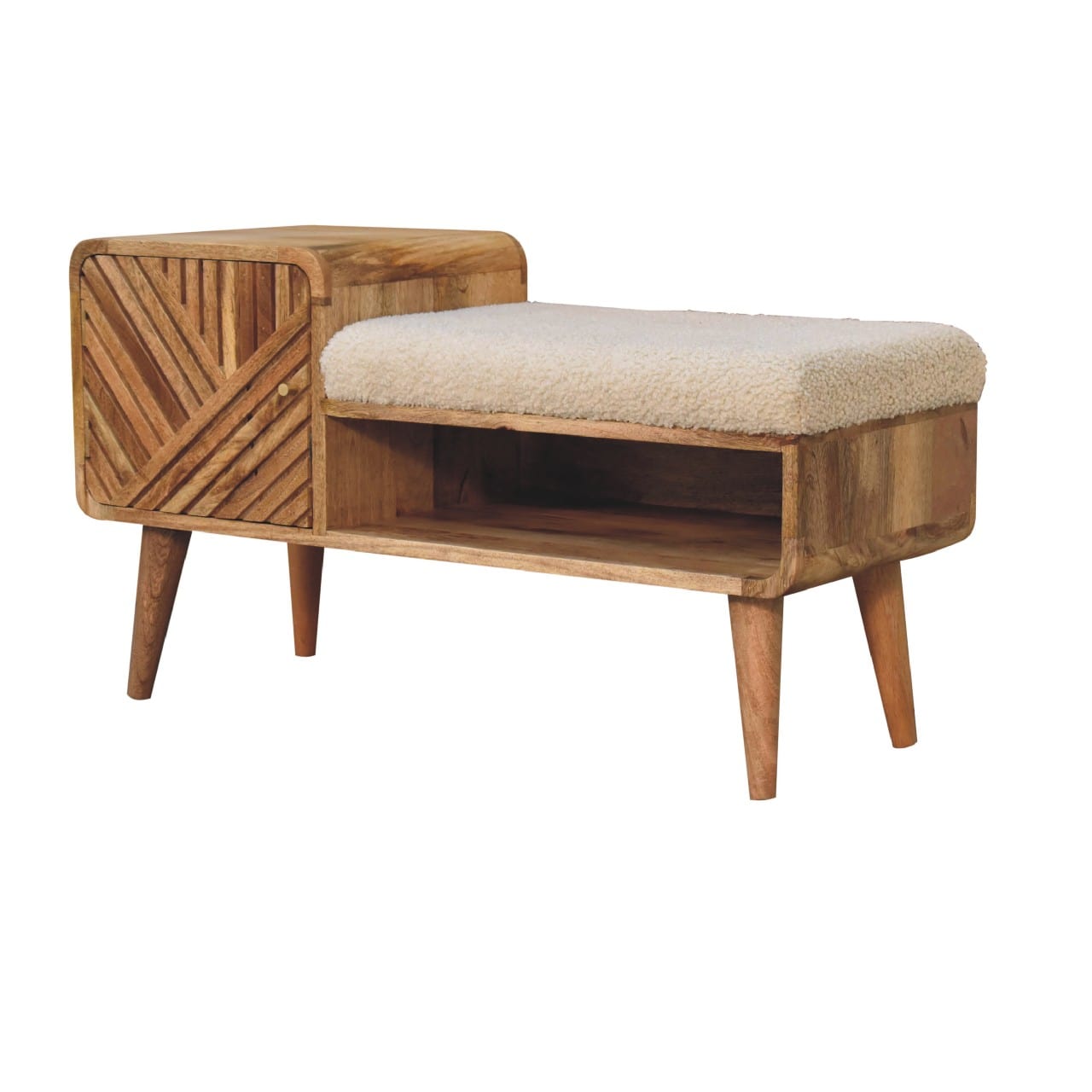 Bouclé Storage Bench