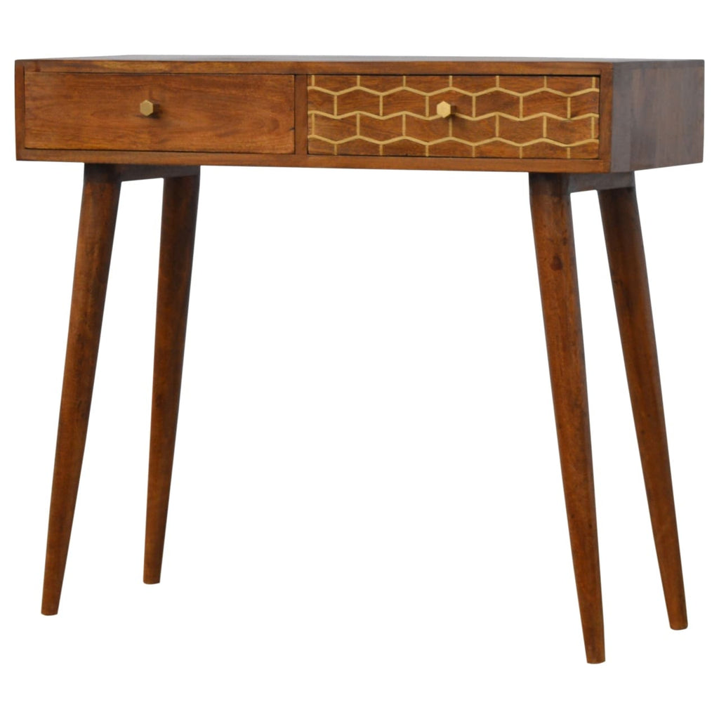 Algot Console Table, Brass Inlay
