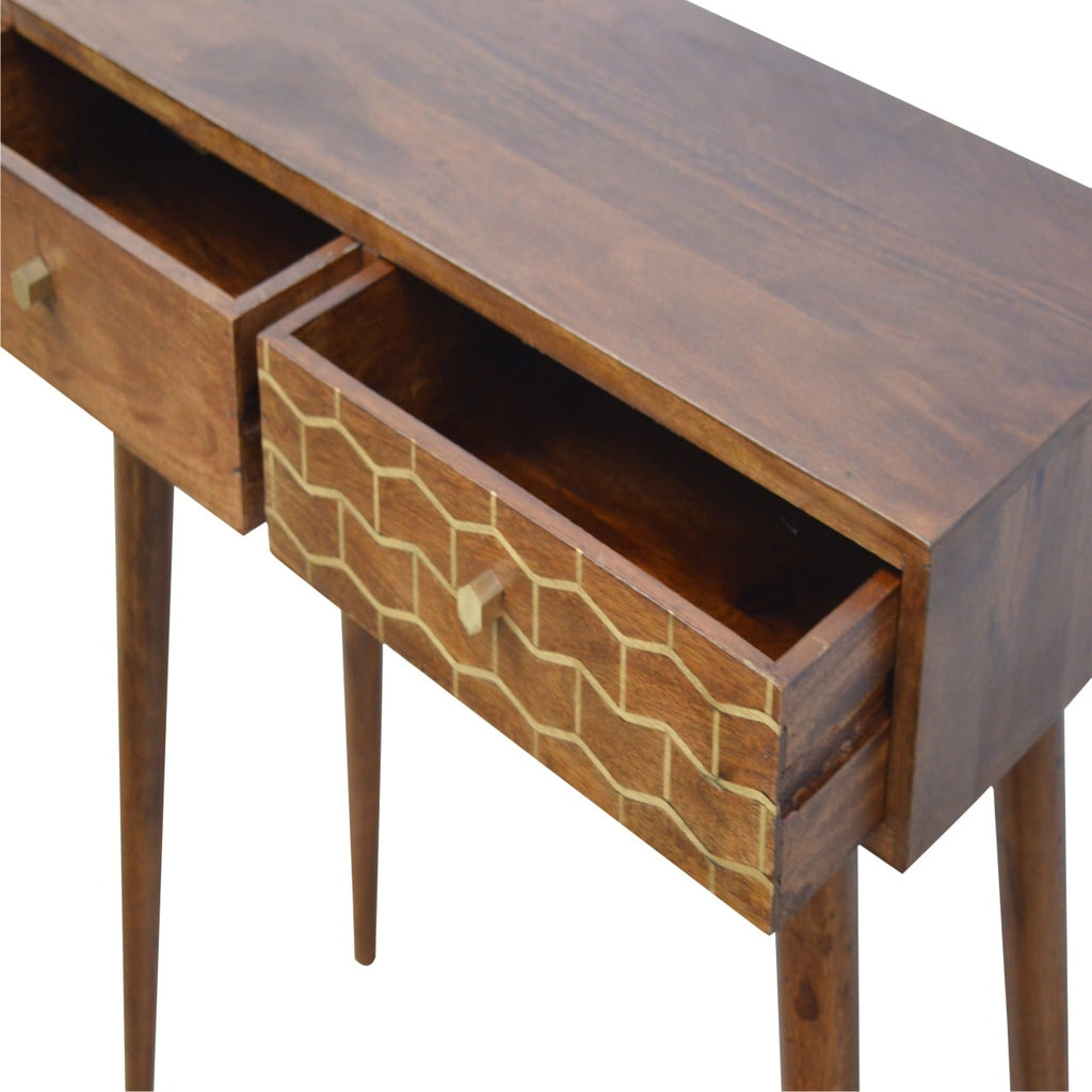 Algot Console Table, Brass Inlay