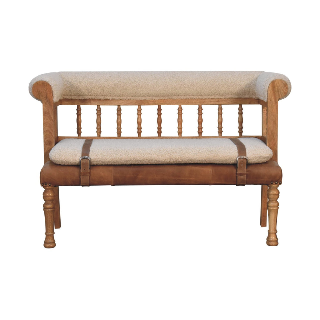 Strapped Boucle Buffalo Leather Bench