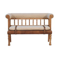 Strapped Boucle Buffalo Leather Bench