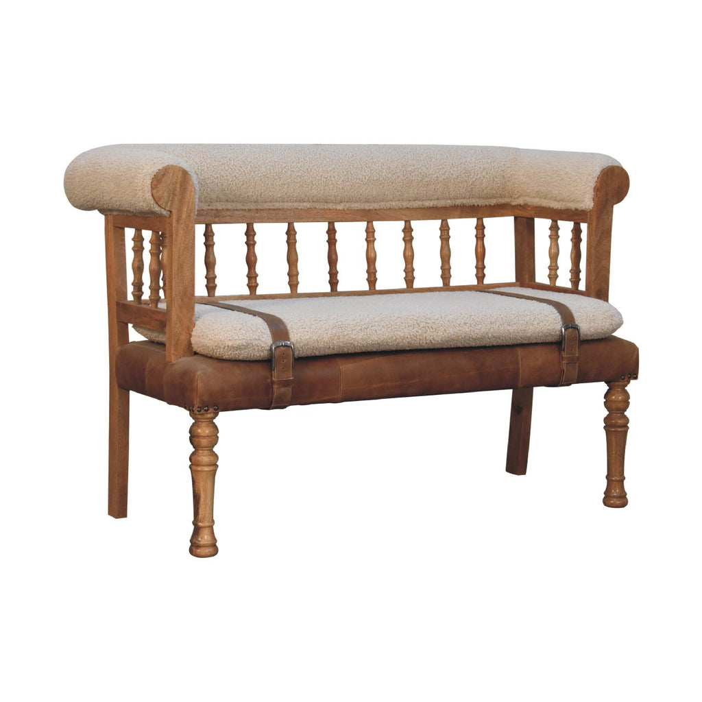 Strapped Boucle Buffalo Leather Bench