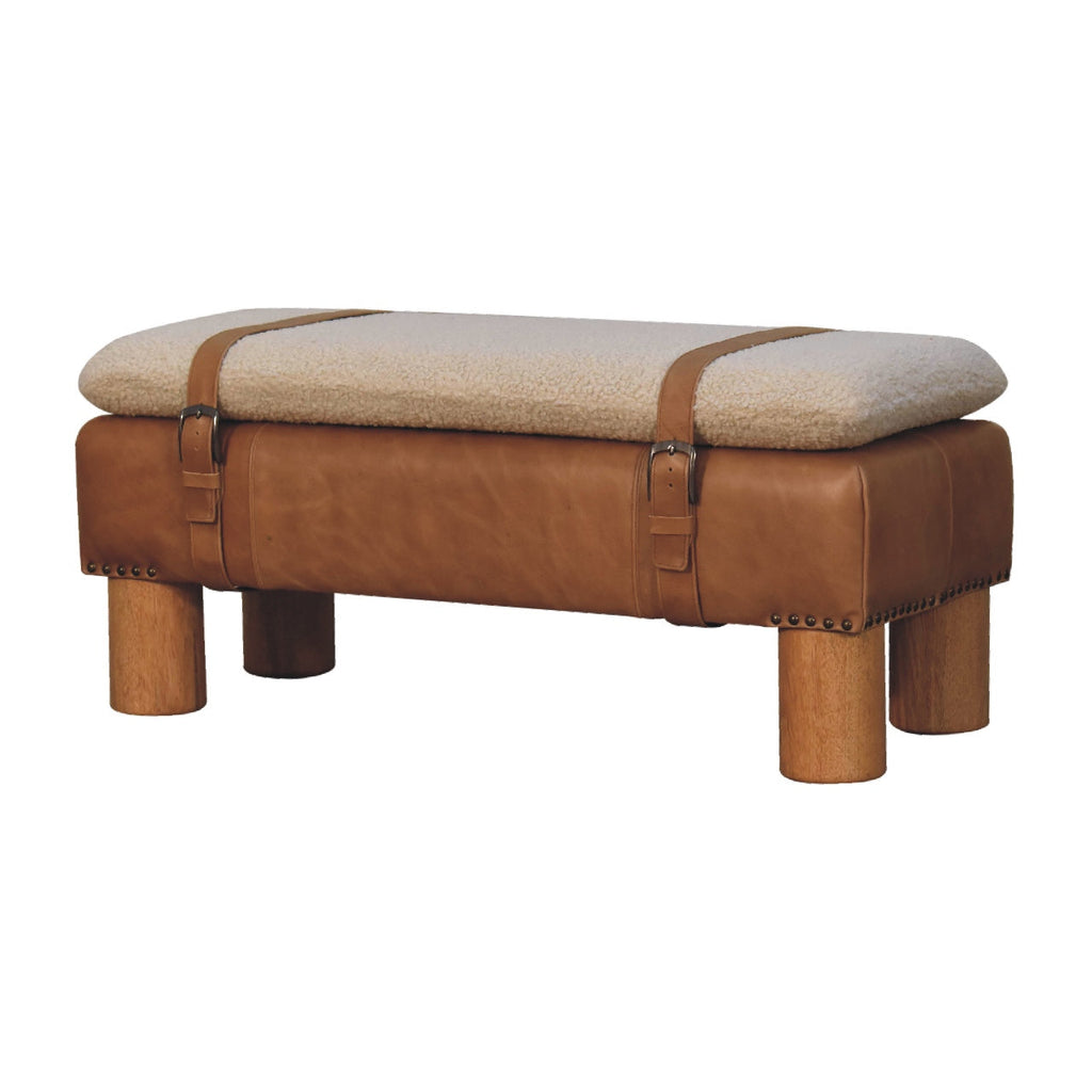 Strapped  Boucle Leather Bench