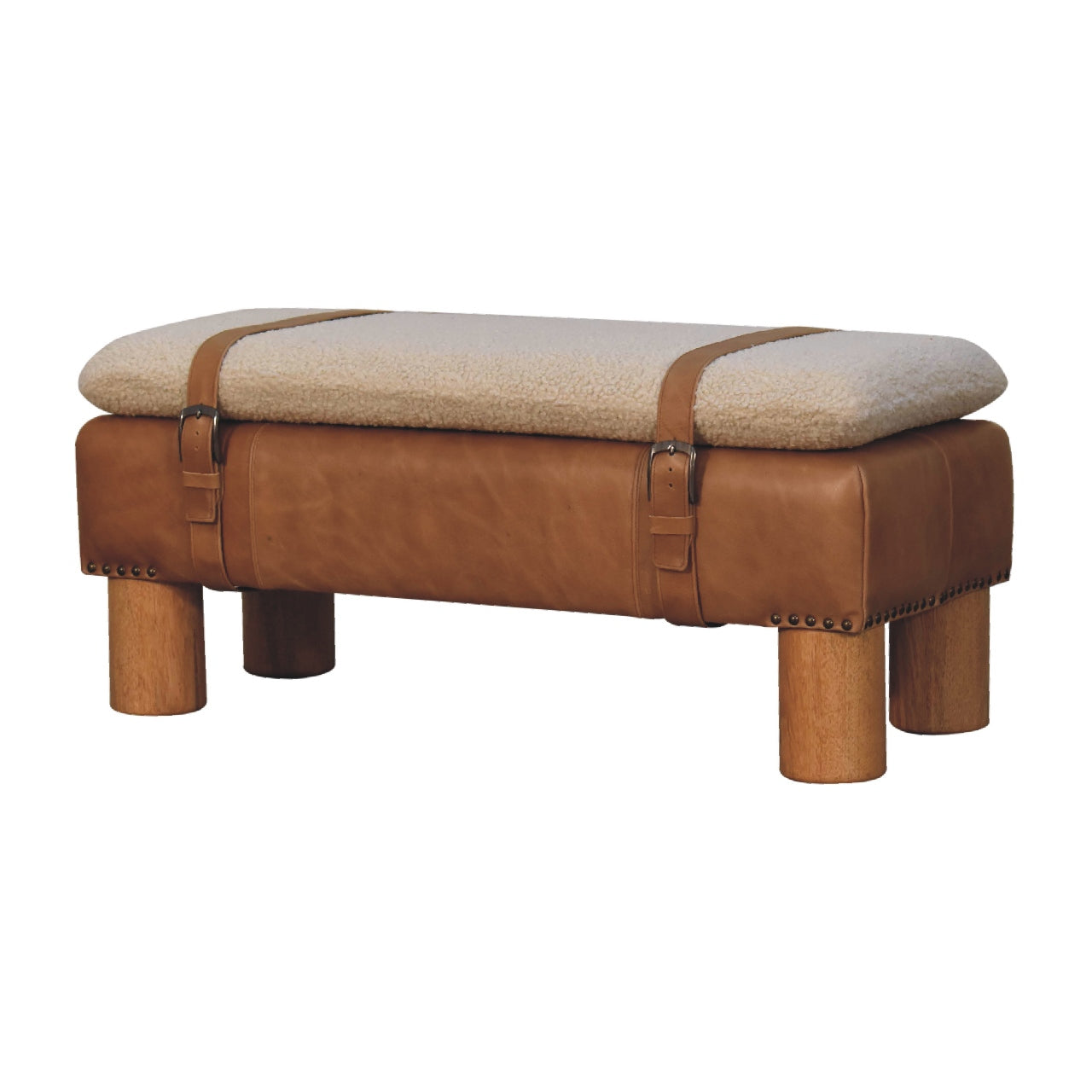 Strapped  Boucle Leather Bench