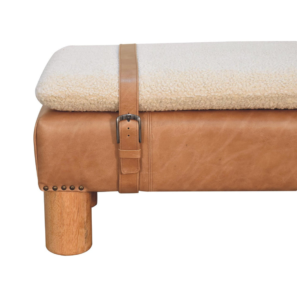 Strapped  Boucle Leather Bench