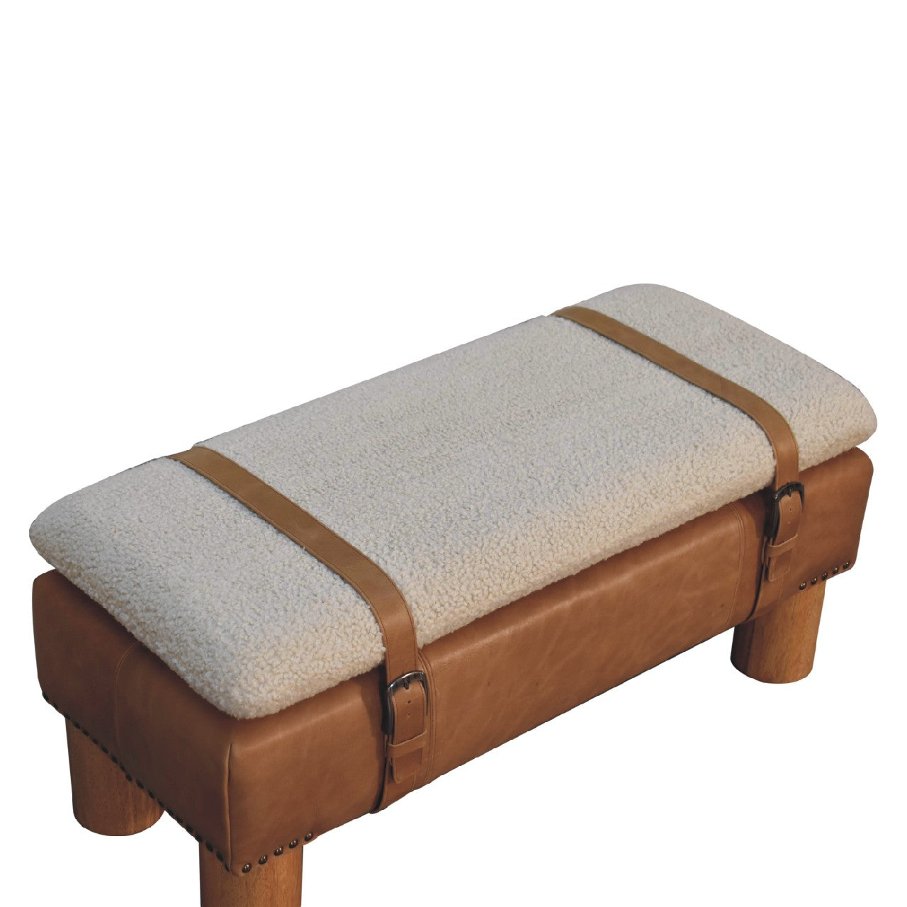 Strapped  Boucle Leather Bench