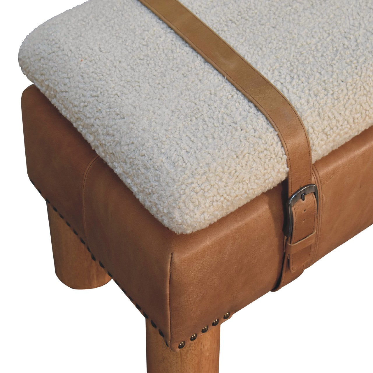 Strapped  Boucle Leather Bench