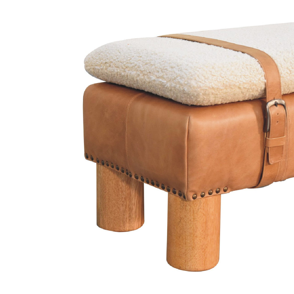 Strapped  Boucle Leather Bench