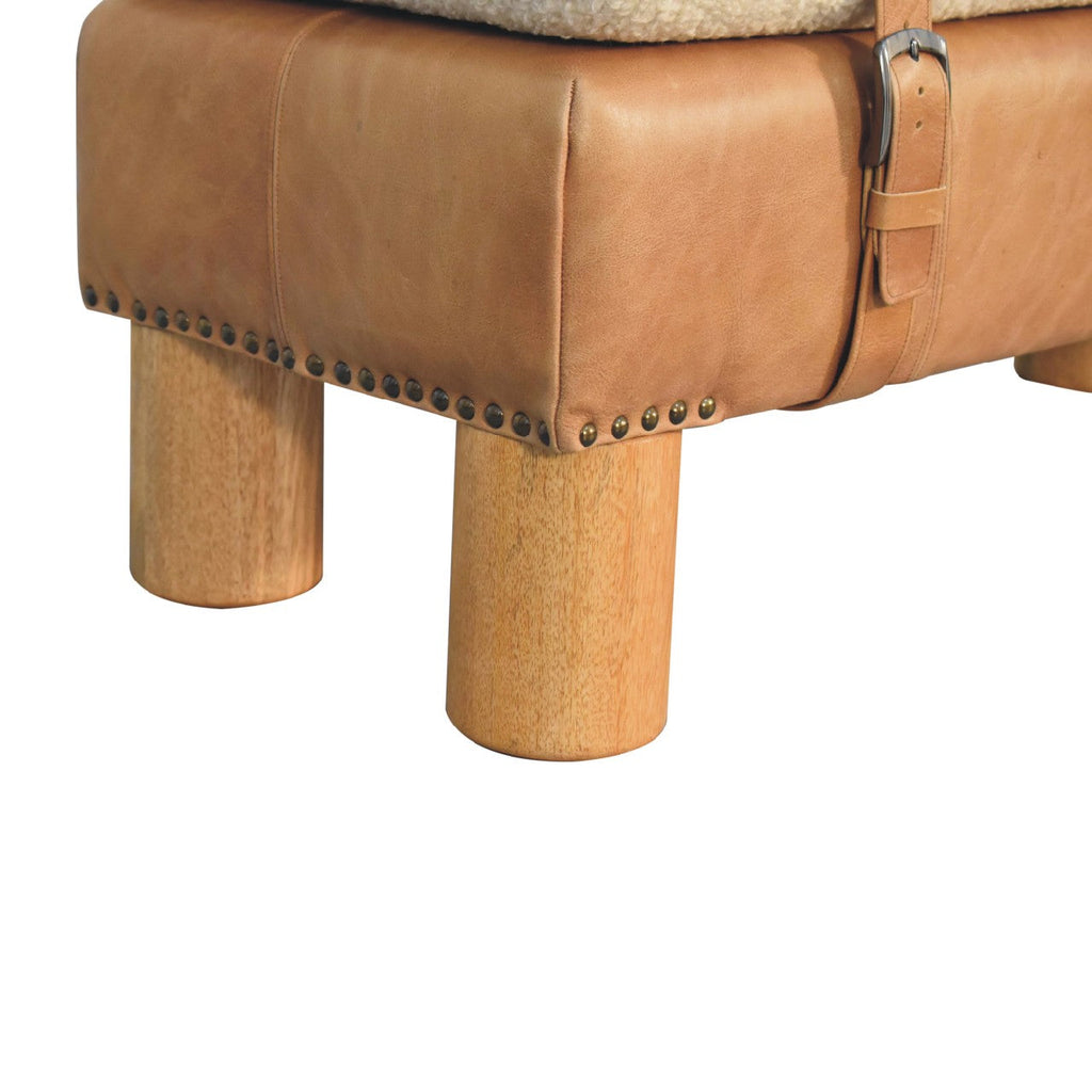Strapped  Boucle Leather Bench