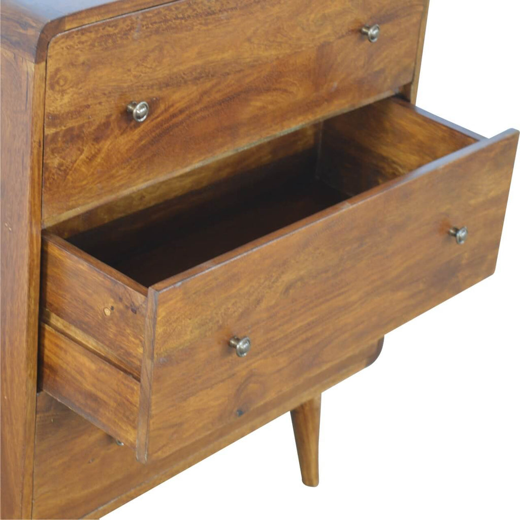Curved 3 Drawer Chest, Chestnut