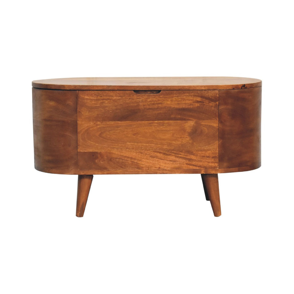 Round Lid up Blanket Box, Chestnut