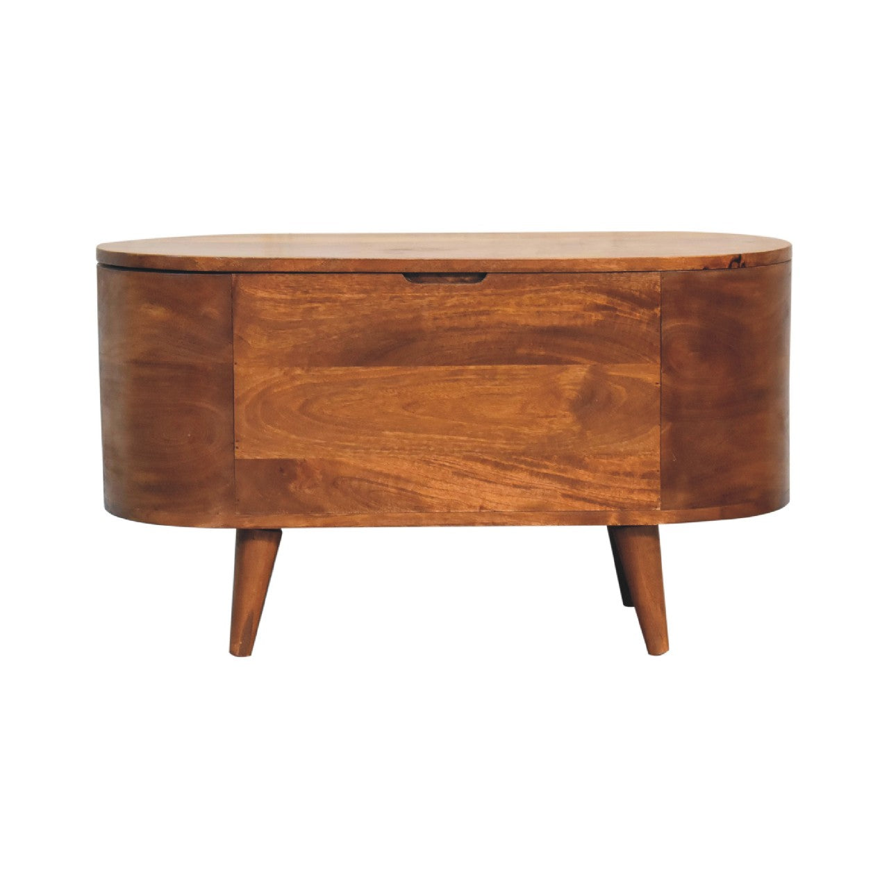 Round Lid up Blanket Box, Chestnut