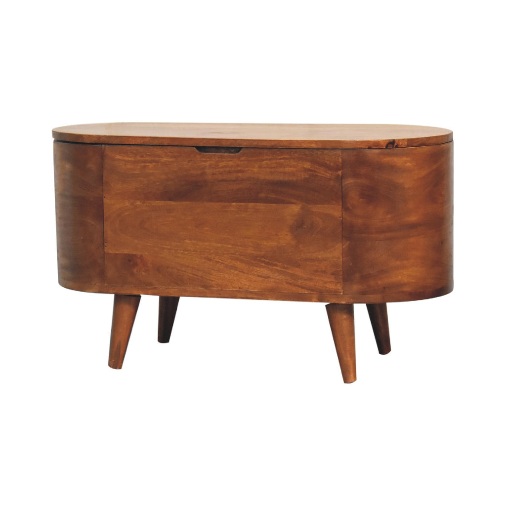 Round Lid up Blanket Box, Chestnut