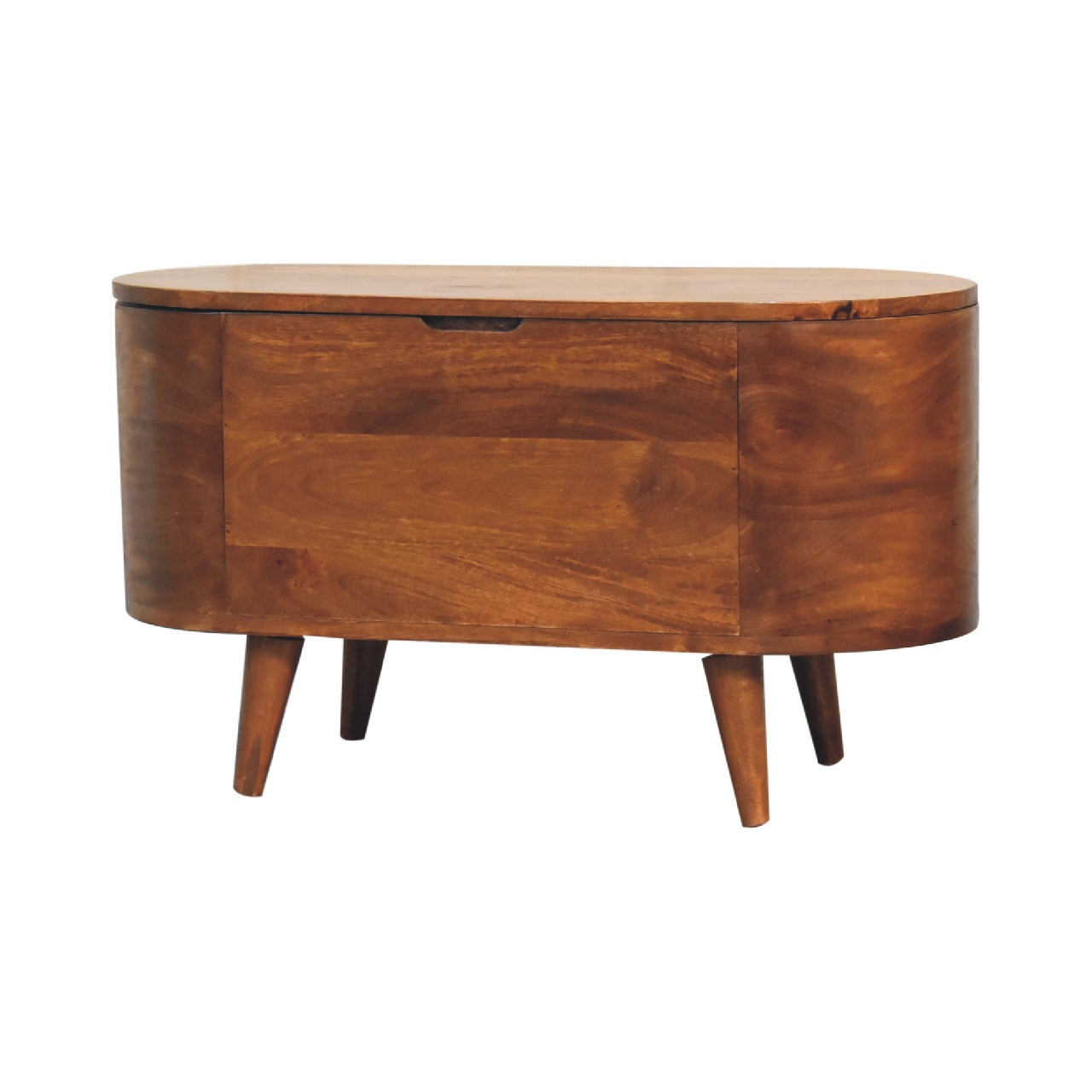 Round Lid up Blanket Box, Chestnut