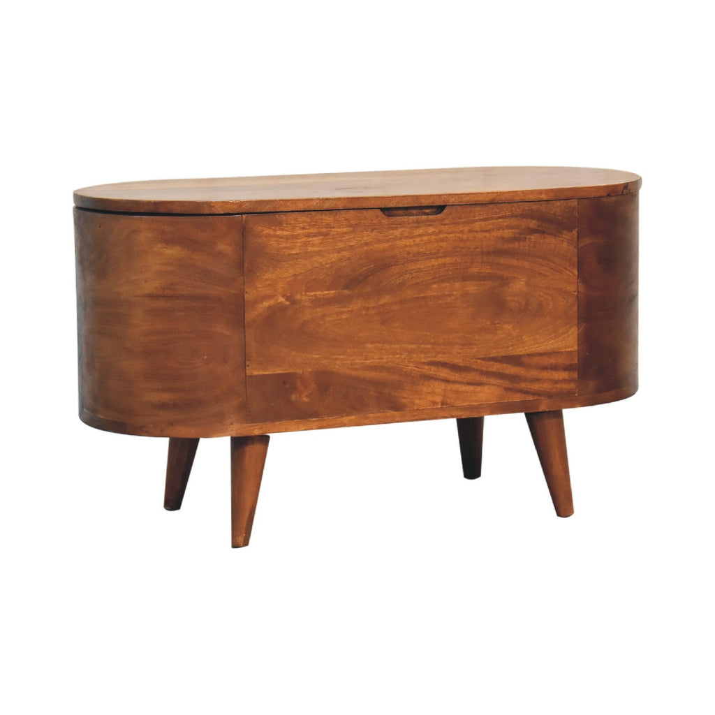 Round Lid up Blanket Box, Chestnut