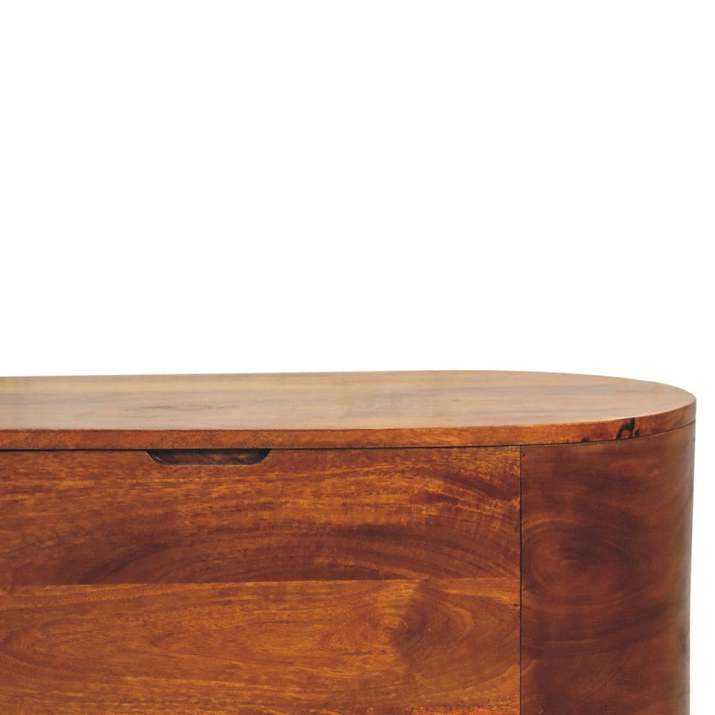 Round Lid up Blanket Box, Chestnut