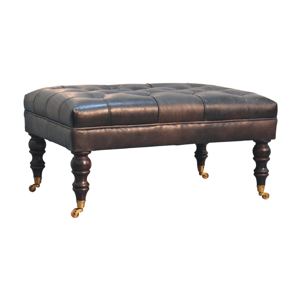 Leather Ottoman with Castor Legs