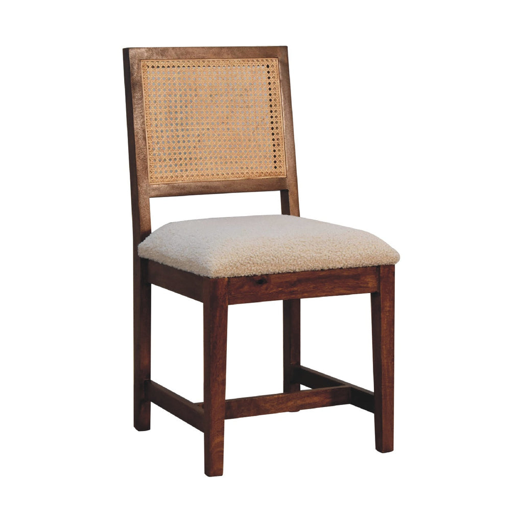 Rattan Boucle Dining Chair