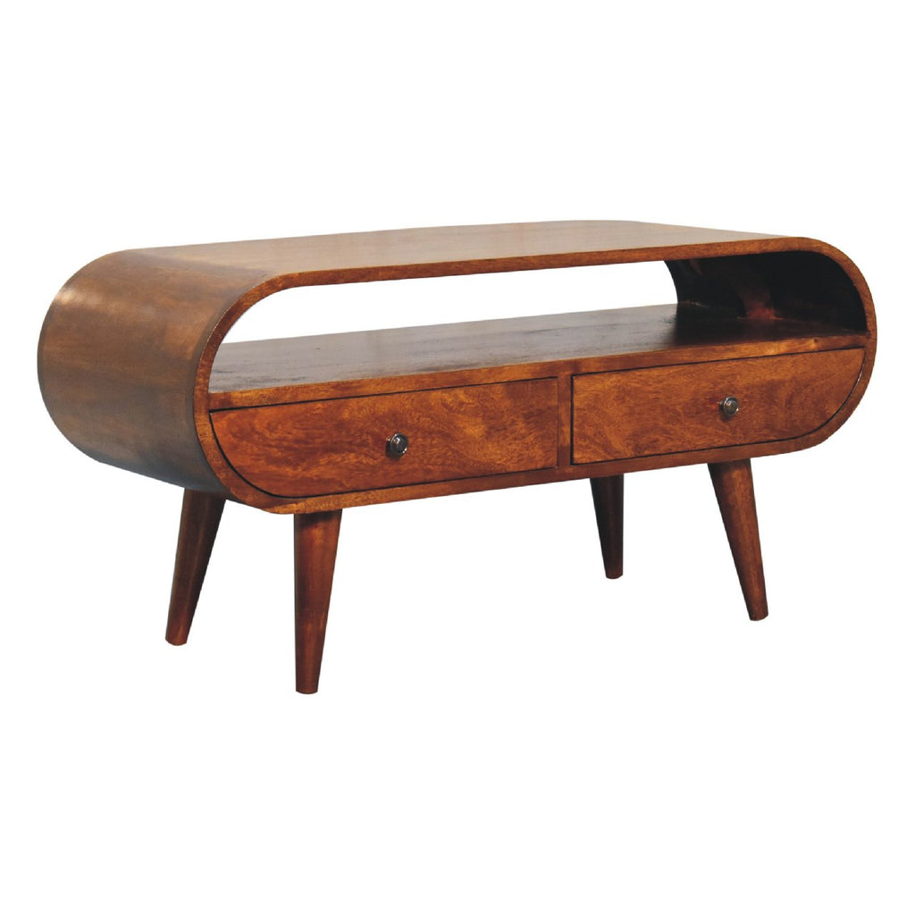 Circular TV Stand, Chestnut