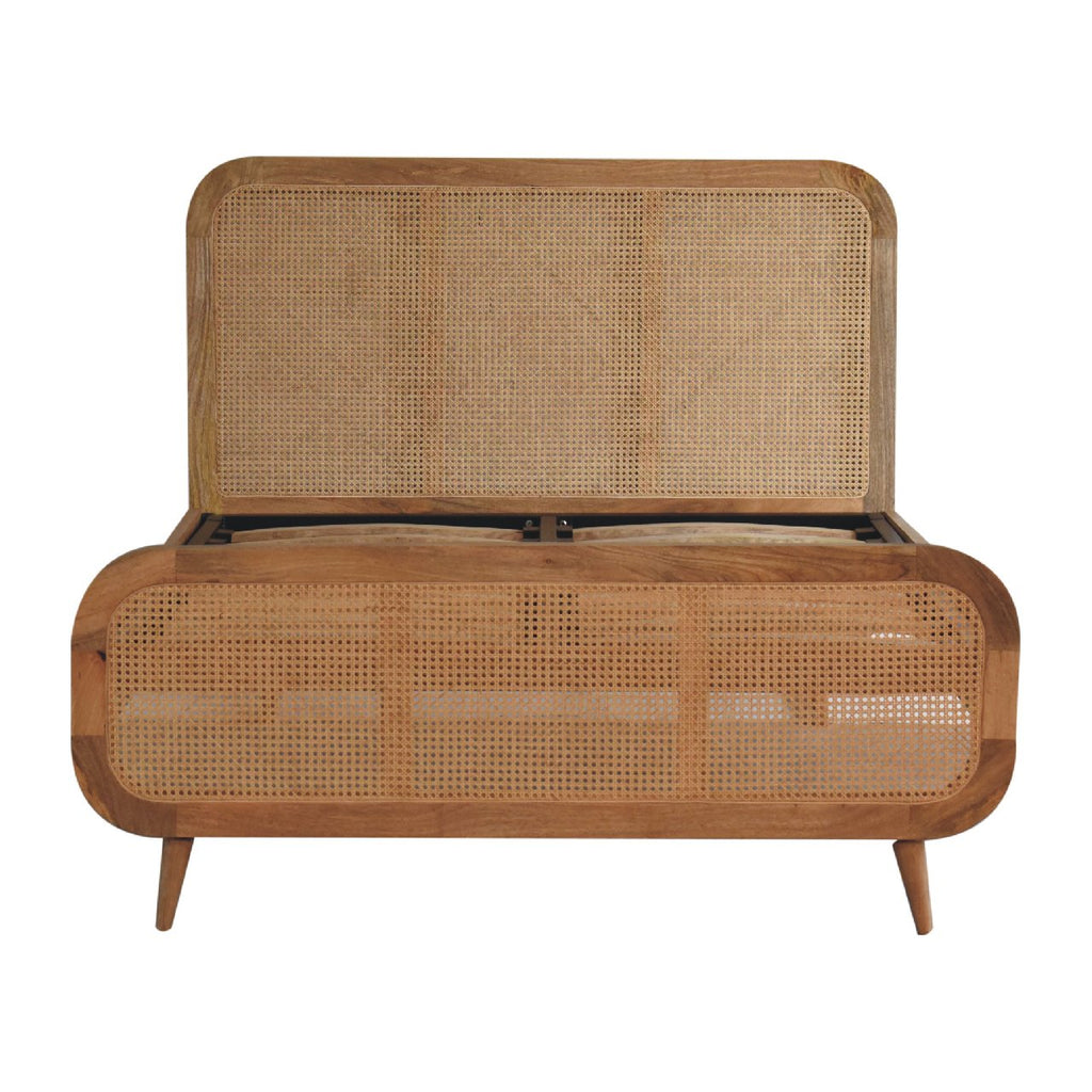 Mango Wood and Rattan Bed