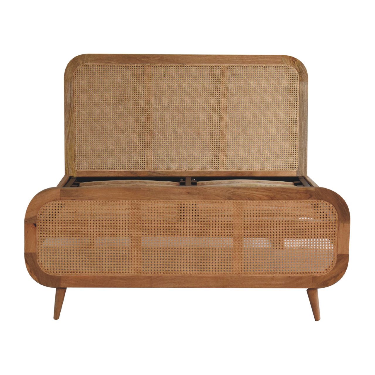 Mango Wood and Rattan Bed