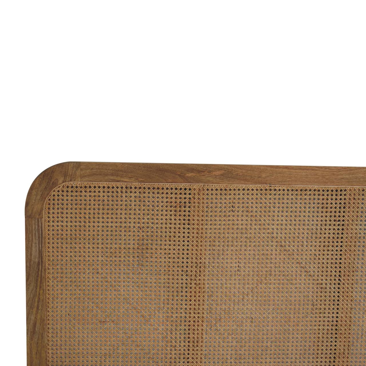 Mango Wood and Rattan Bed
