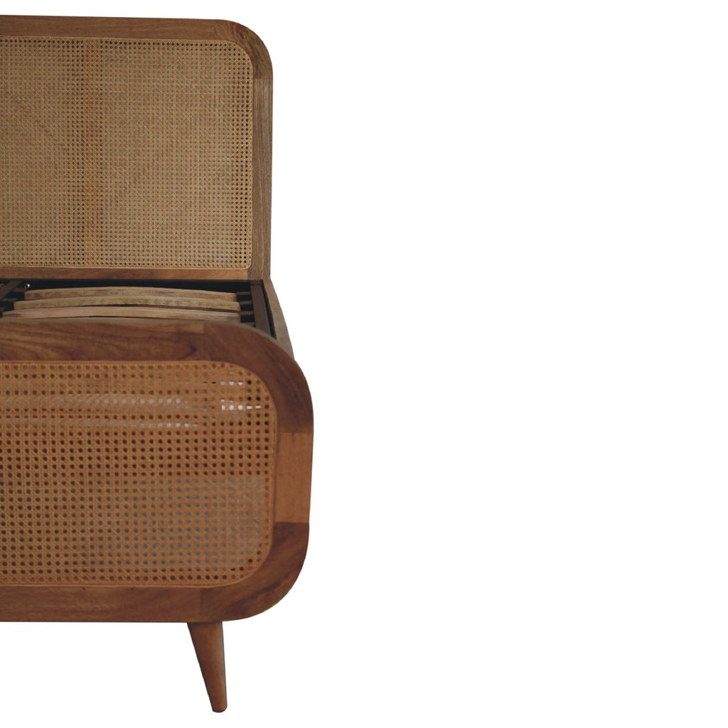 Mango Wood and Rattan Bed