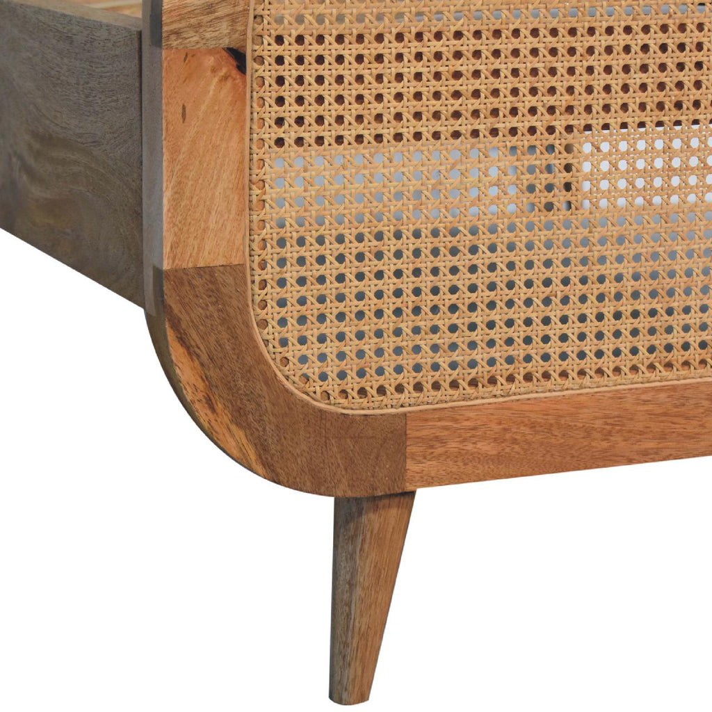 Mango Wood and Rattan Bed