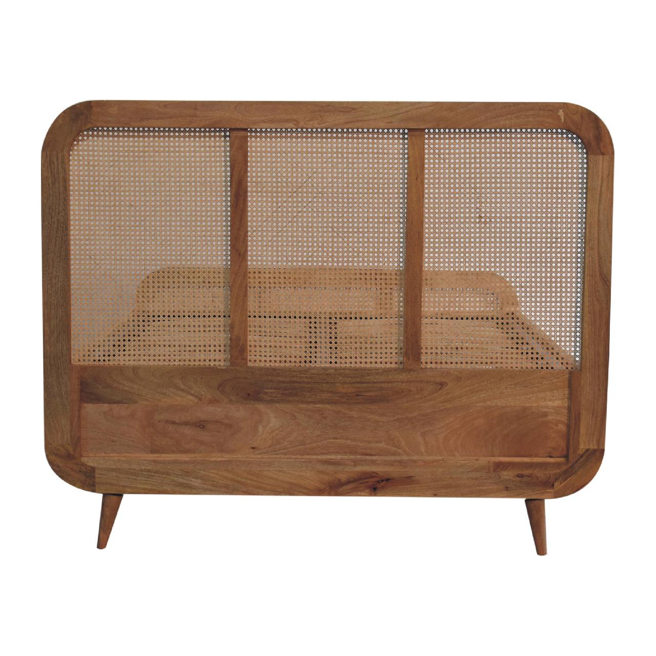 Mango Wood and Rattan Bed