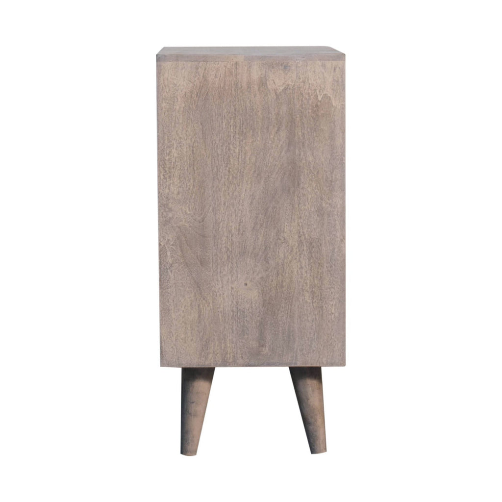Narrow Pineapple Carved Cabinet, Stone Finish