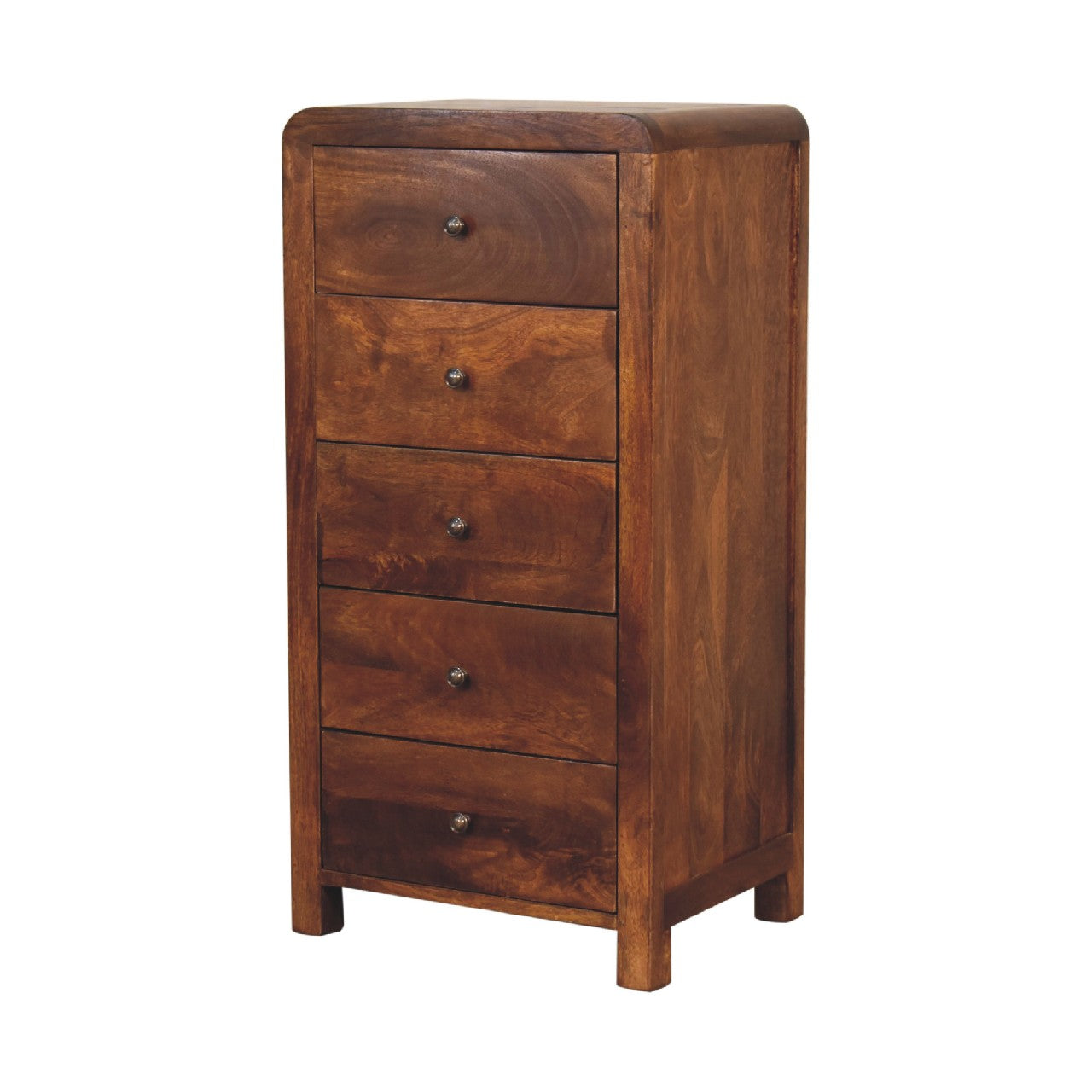 Arto 5 Drawer Tallboy, Chestnut