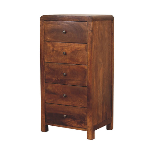 Arto 5 Drawer Tallboy, Chestnut