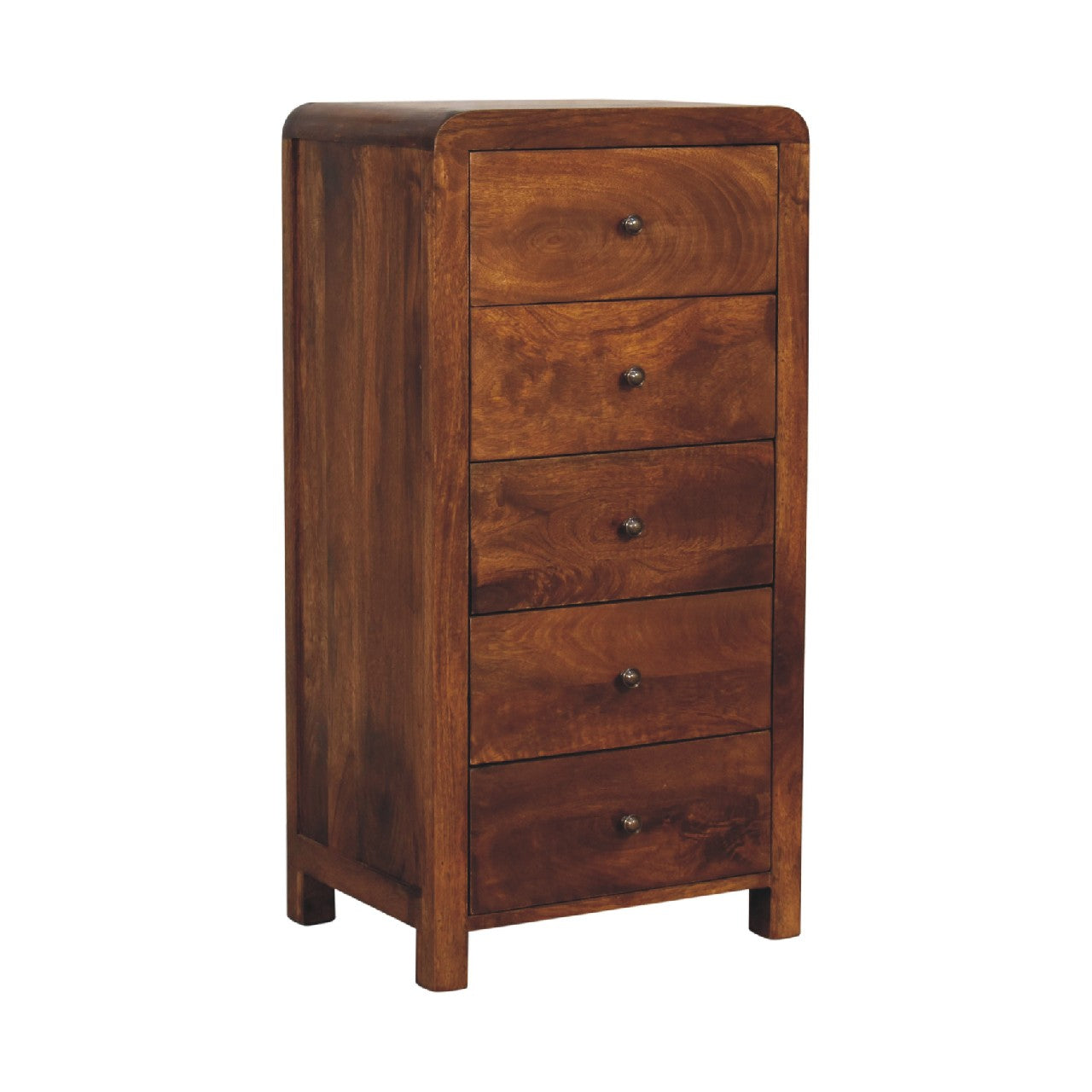Arto 5 Drawer Tallboy, Chestnut