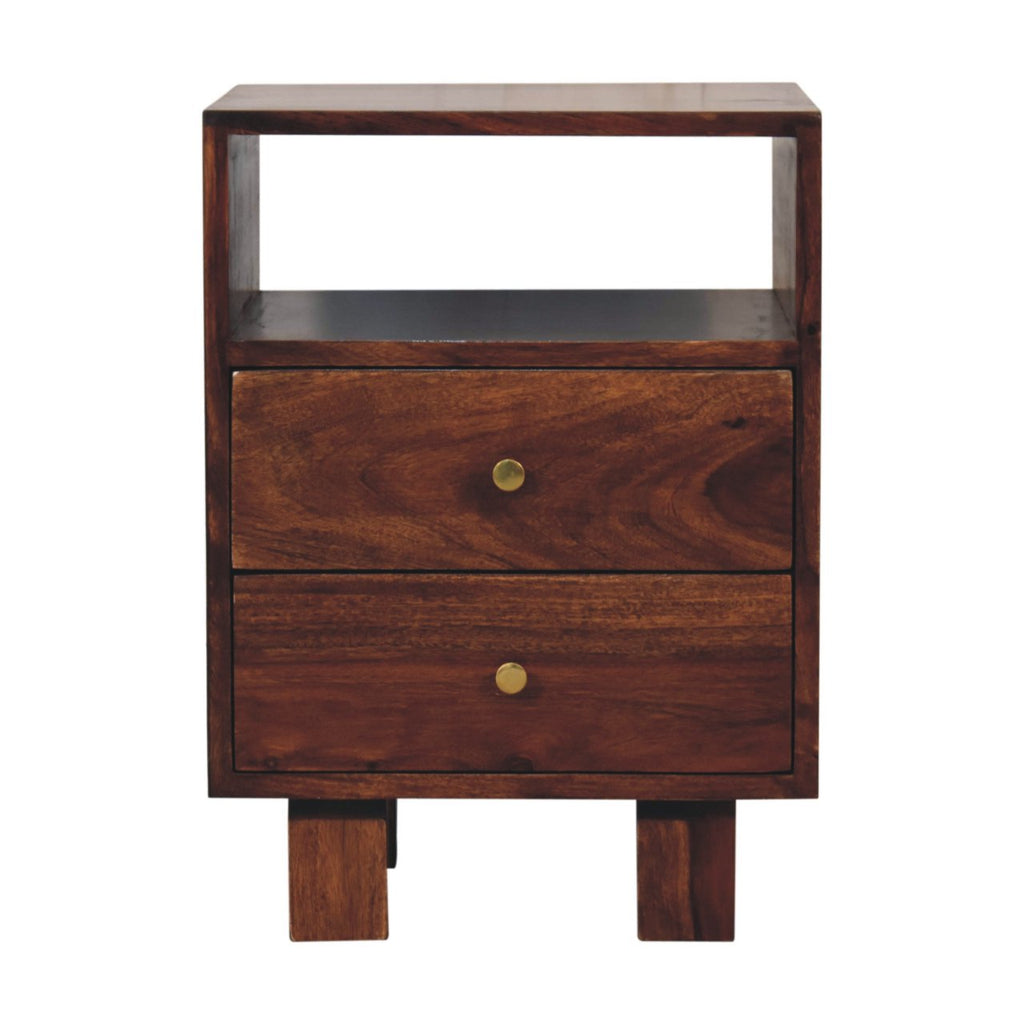 Naya Wooden Bedside with Storage, Chestnut