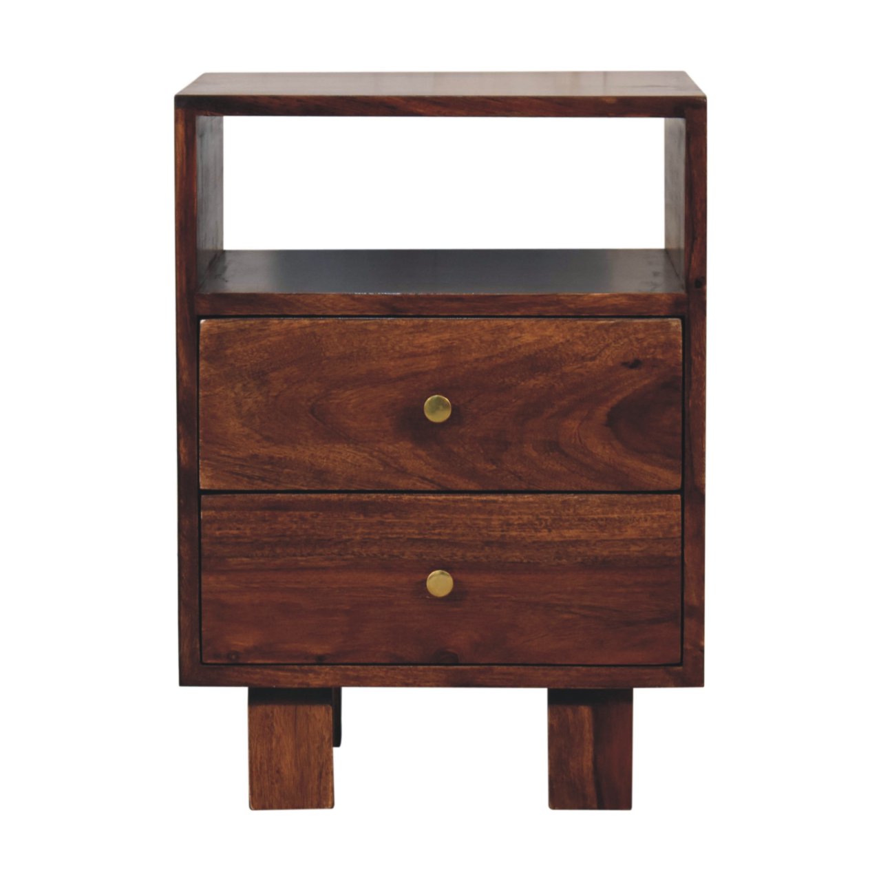 Naya Wooden Bedside with Storage, Chestnut