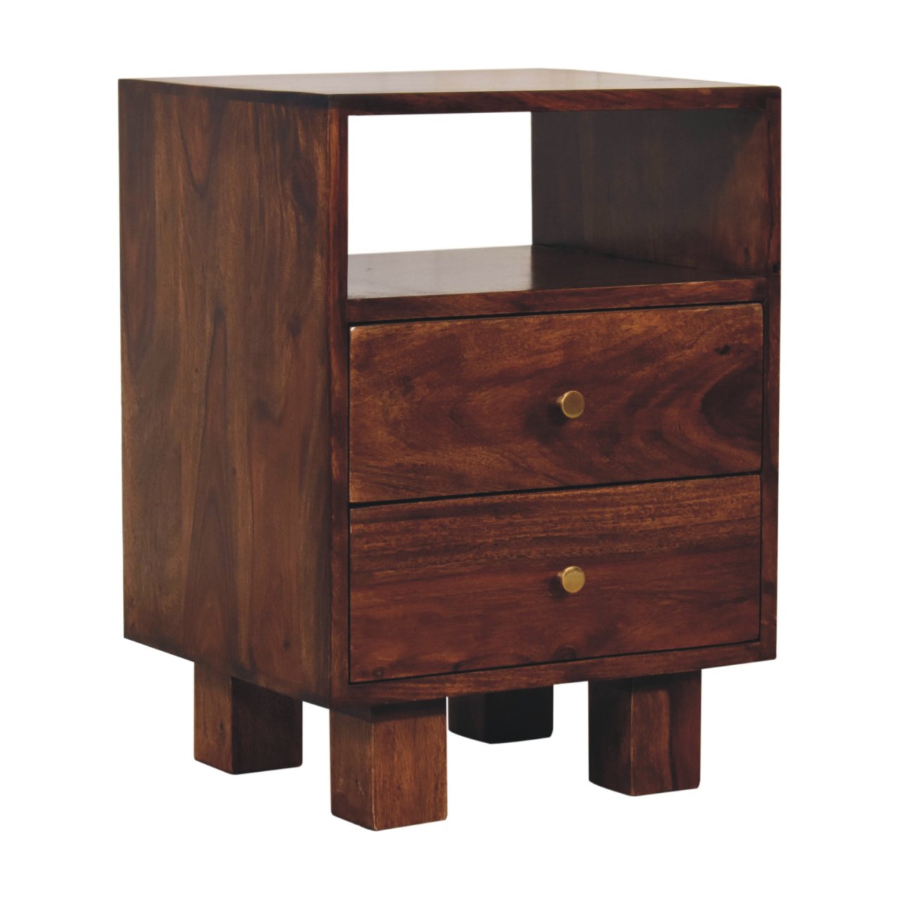 Naya Wooden Bedside with Storage, Chestnut