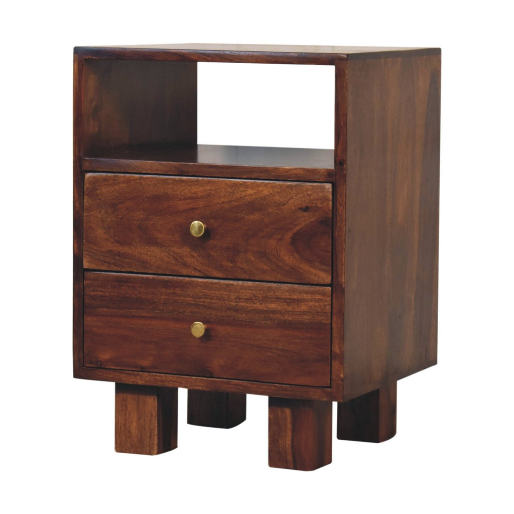 Naya Wooden Bedside with Storage, Chestnut
